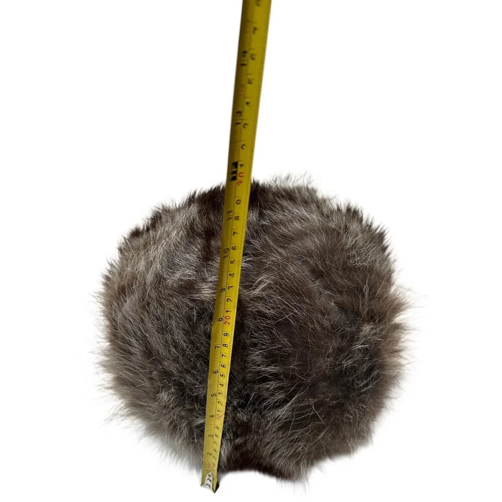 Genuine Raccoon Fur Accent Pillow – Modern Round Luxe Home Decor Black - Picture 5 of 8